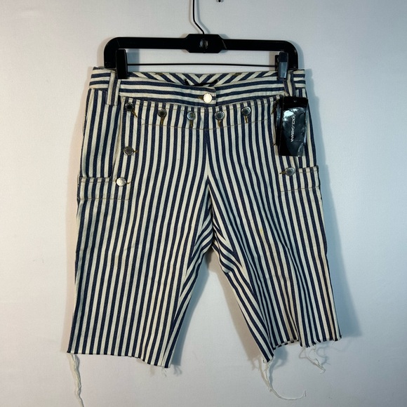 Dolce & Gabbana Navy and White Striped Shorts